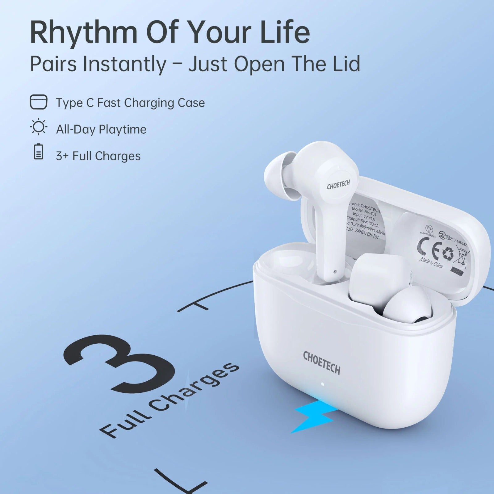 Choetech True Wireless Earbuds Bluetooth BH-T01 - White