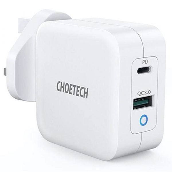 Choetech Dual Ports Fast Charger 38W - PD5002 UK – White