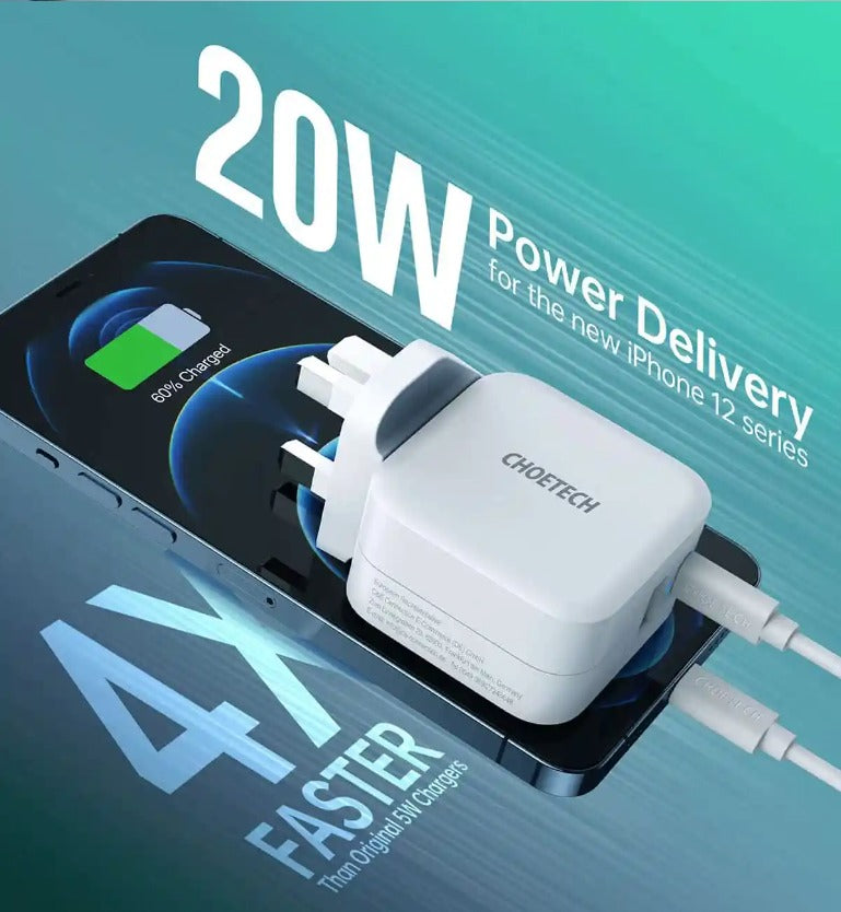 Choetech Dual Ports Fast Charger 38W - PD5002 UK – White - GulfStore.com