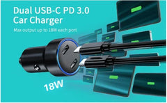 Choetech C0054 36W Dual Type-C Car Charger - GulfStore.com