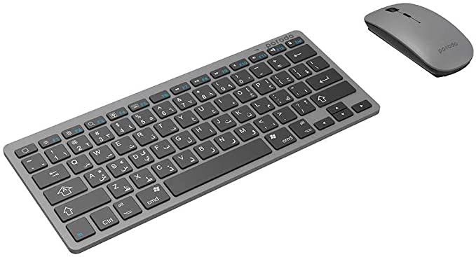 Porodo Wireless and Portable Bluetooth Keyboard with Mouse ( English / Arabic ) - Gray