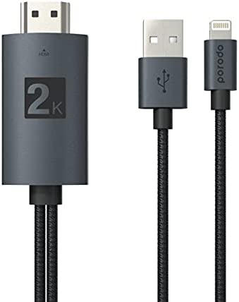 Porodo Ultimate HDMI Lightning Cable With USB Connection 2 M - Black