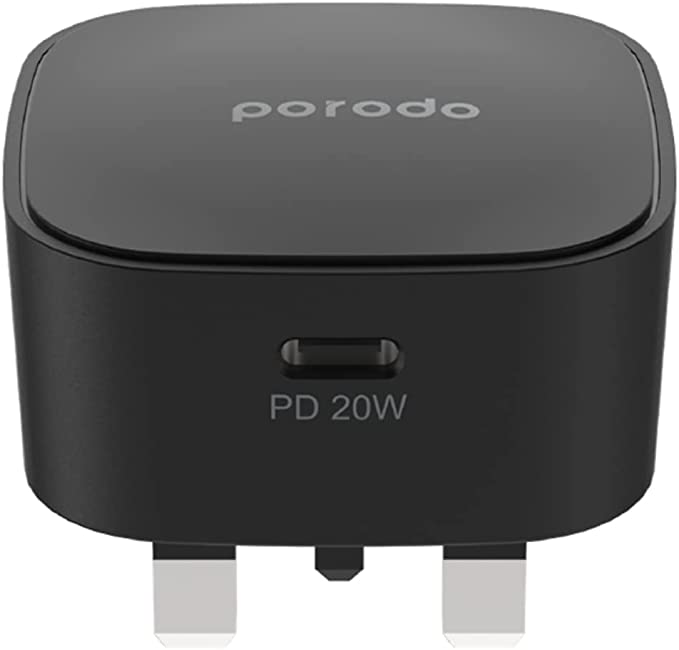 Porodo Fast Wall Charger PD 20W UK - Black