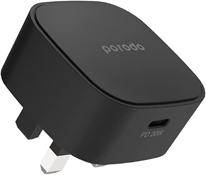 Porodo Fast Wall Charger PD 20W UK - Black