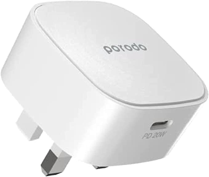 Porodo Fast Wall Charger PD 20W UK - White