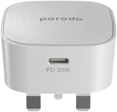 Porodo Fast Wall Charger PD 20W UK - White