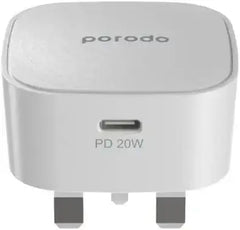 Porodo Fast Wall Charger PD 20W UK - White - GulfStore.com