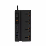 Porodo 4 AC 3 USB & USB-C PD 35W Socket 3M 3000W UK Black - GulfStore.com