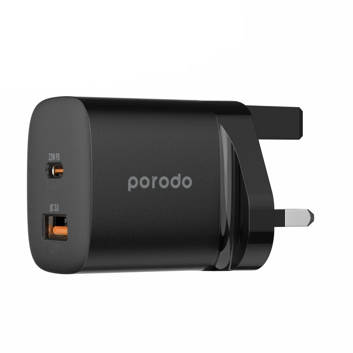 Porodo Quick Charger Power Adapter 33W PD GaN - Black - GulfStore.com