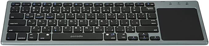 Porodo Wireless Keyboard With Touch-Pad Ultra Slim Bluetooth Keyboard - Gray