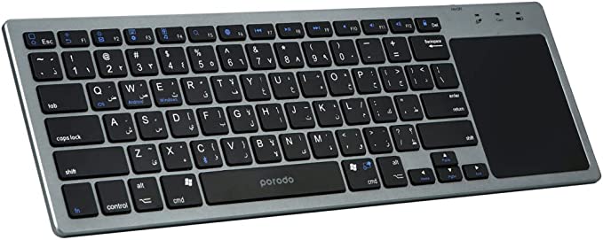 Porodo Wireless Keyboard With Touch-Pad Ultra Slim Bluetooth Keyboard - Gray