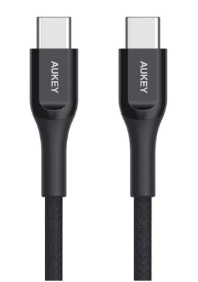 Aukey Braided Nylon 2m USB 3.1 Gen1 USB C to USB C 60W - Black