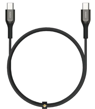 Aukey Braided Nylon 2m USB 3.1 Gen1 USB C to USB C 60W - Black