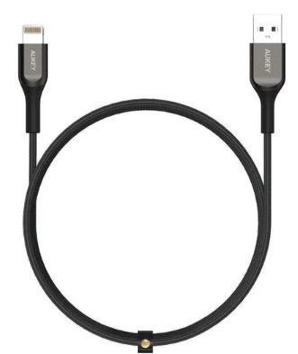 Aukey MFI USB-A To Lightning Kevlar Cable - 2 Meter - Black