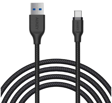 Aukey Braided Nylon USB 3.1 USB A To USB C Cable 2 meter - Black