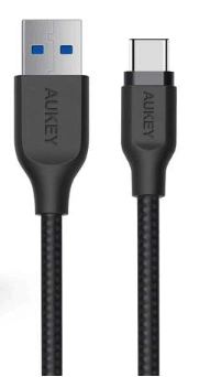 Aukey Braided Nylon USB 3.1 USB A To USB C Cable 1.2 meter - Black