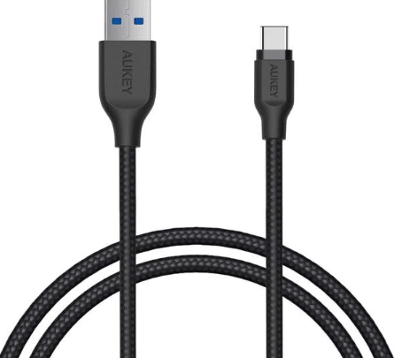 Aukey Braided Nylon USB 3.1 USB A To USB C Cable 1.2 meter - Black