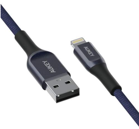 Aukey Kevlar Core - MFi Lighting Cable - 3Ft/1.2Mtrs - Blue