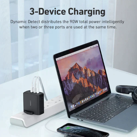 Aukey 3-Port 90W PD Wall Charger with GaN Power Tech
