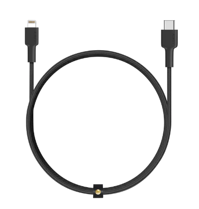 أوكي – كيبل نايلون مضفر من النايلون سينك USB-C إلى لايتنينج بطول 0.9 متر – أسود