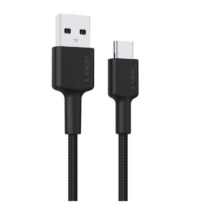 Aukey Braided Nylon USB 2.0 to USB-C Cable (0.9m) - Black