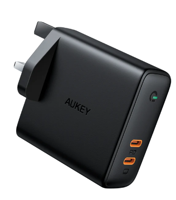 Aukey Adapter Dual-Port 63W PD Wall Charger with Dynamic Detect