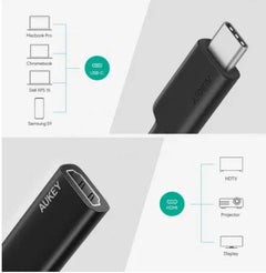 Aukey USB C To HDMI Adapter - Black - GulfStore.com