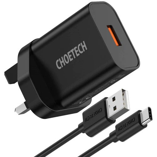Choetech 18W USB-A Charge + AC Cable - Black