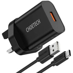 Choetech 18W USB-A Charge + AC Cable - Black - GulfStore.com