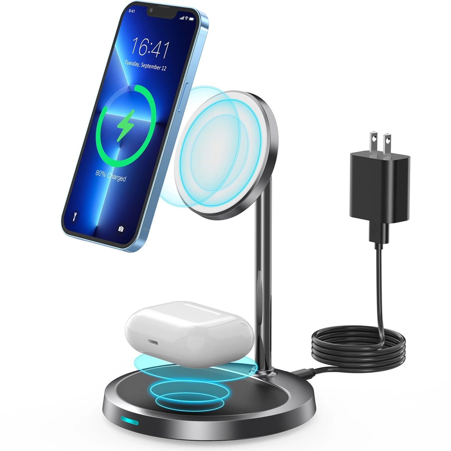 Choetech  2-in-1 Magnetic Wireless Charging Stand T575-F-SL – Gray - GulfStore.com