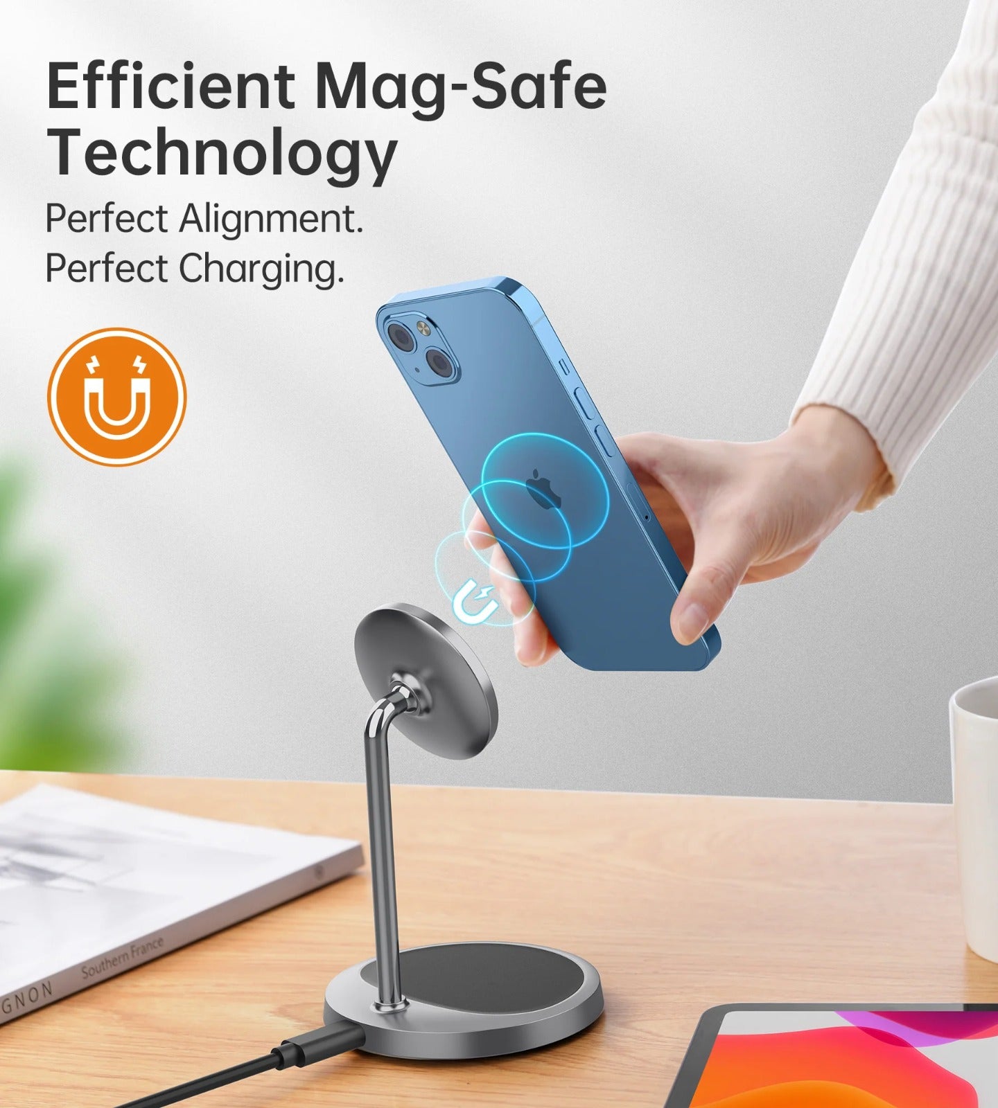 Choetech  2-in-1 Magnetic Wireless Charging Stand T575-F-SL – Gray - GulfStore.com