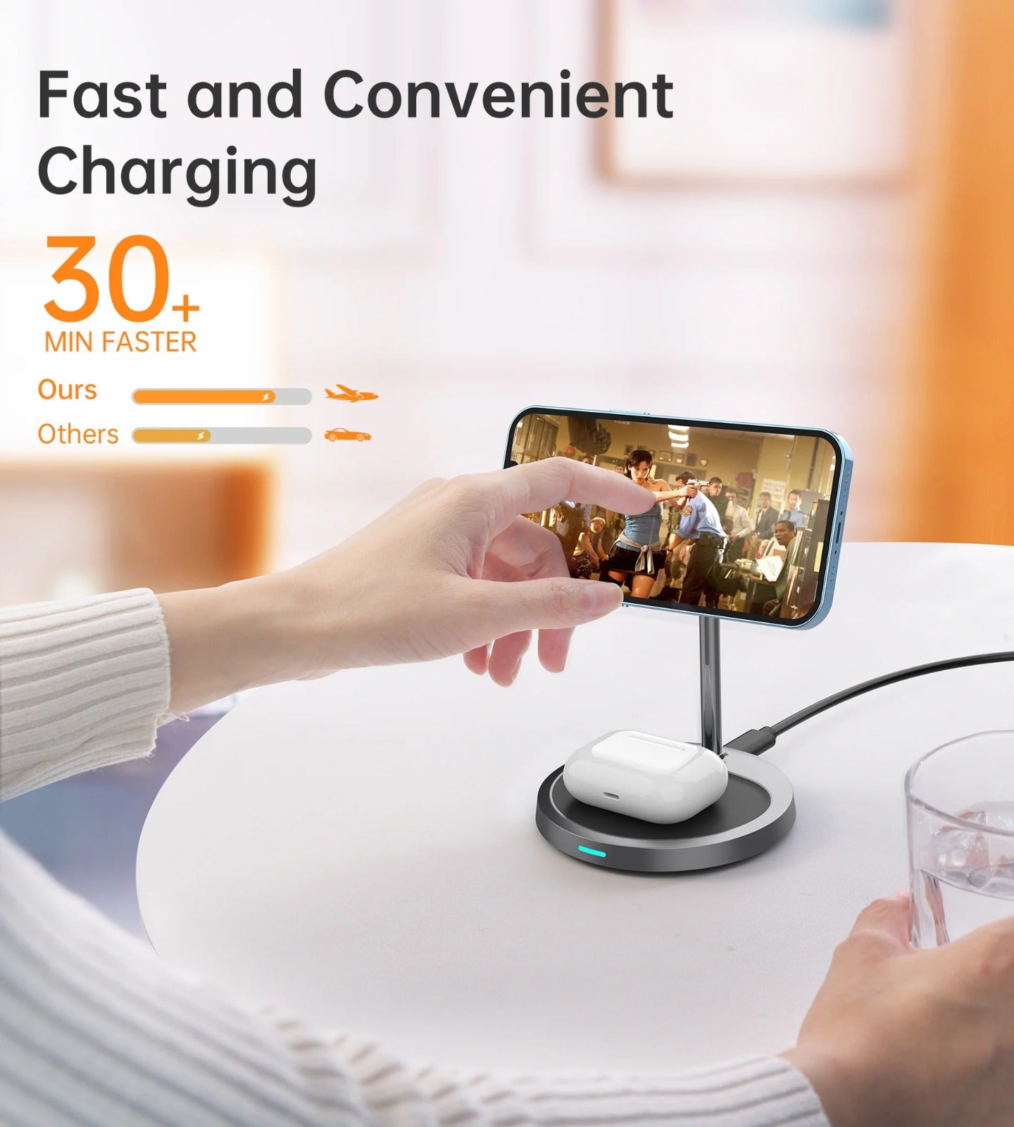 Choetech  2-in-1 Magnetic Wireless Charging Stand T575-F-SL – Gray - GulfStore.com
