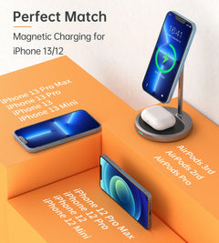 Choetech  2-in-1 Magnetic Wireless Charging Stand T575-F-SL – Gray - GulfStore.com