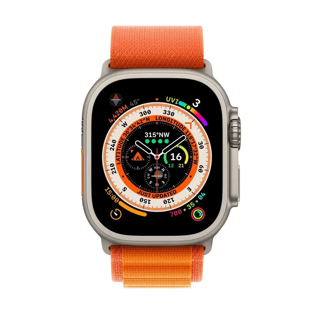 Apple Watch Ultra 49mm GPS+Cellular Titanium Case with Orange Alpine Loop - GulfStore.com